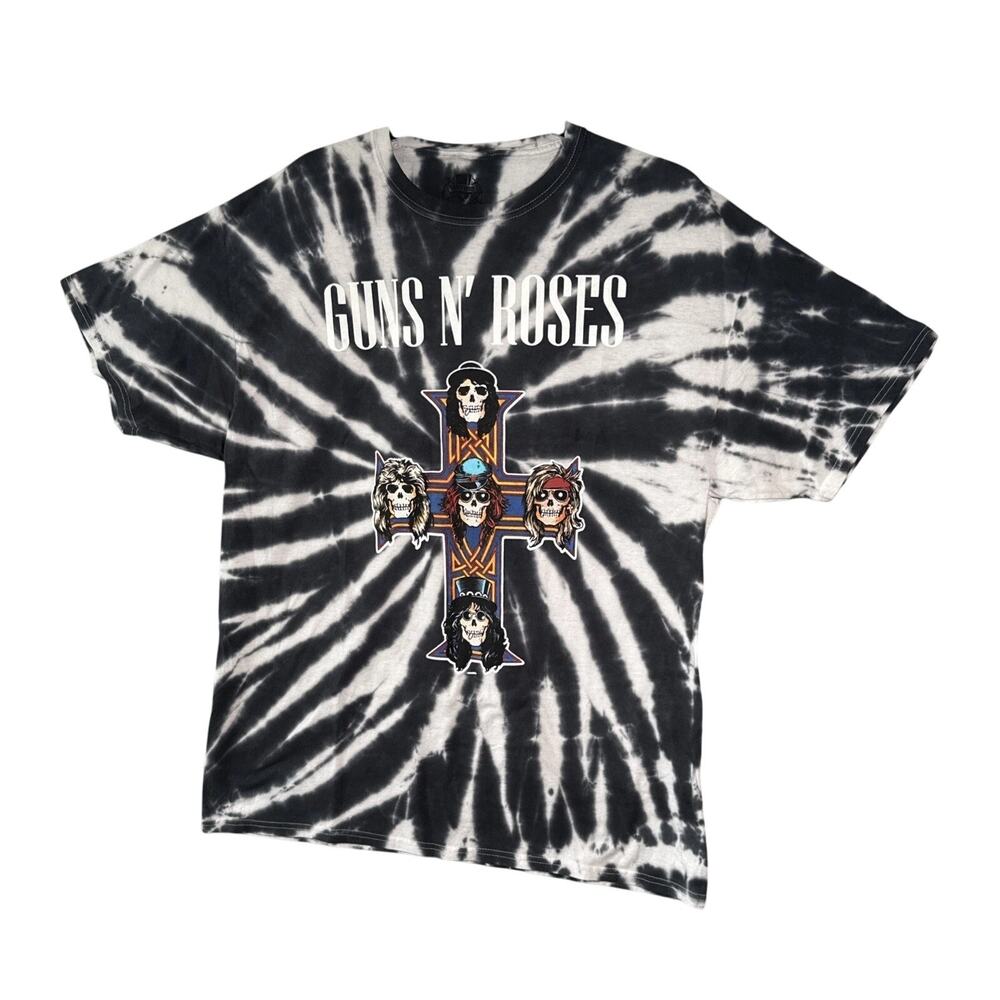 Guns N Roses Vintage Style Tie Dye Appetite for Destruction TShirt L Black White - Picture 13 of 14